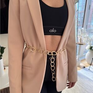 h&m blush blazer sz 4